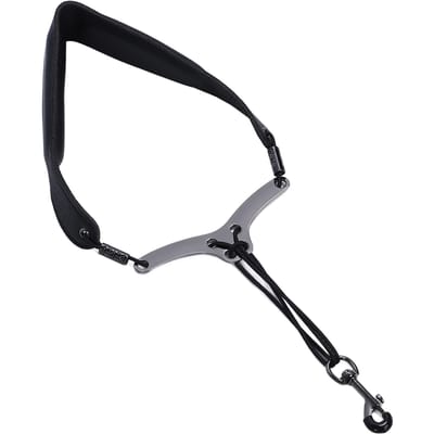 Saxofoon Nekriem voor Alt Tenor Sax Ademend Verstelbaar Instrumentaccessoires met Metaal zwart