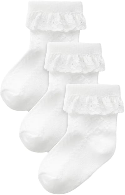 Next - Meisjes - Verpakking van 3 paar babysokken met kant - Wit