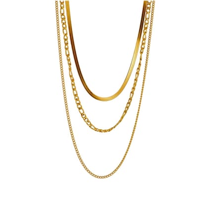 EmmyRovi – Layered Ketting – 3 Laags – Goudkleurig – RVS – 34/40/46 cm