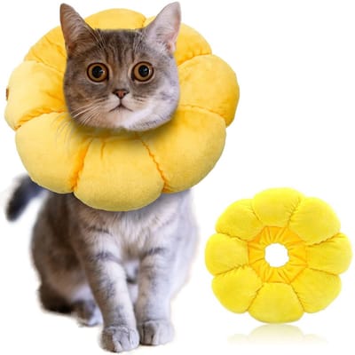 Ynkkvre - Beschermende Kraag - Elizabethse Kraag - Kegelband - Herstelhalsband - 1 Stuks - Voor Katten En Kleine Honden Zonnebloem - S