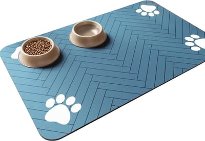 Voerbakmat Kat en Hond – 40×50 cm – Sneldrogend – Morsbestendig – Voermat – Drinkbak Mat – Huisdieren Placemat