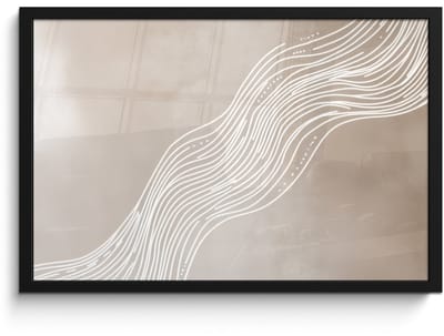 Poster in lijst - Fotolijst 60x40 cm - Posters - Golvende lijnen - Vloeiend - Zandkleurig - Posterlijst zwart - Decoratie - Wanddecoratie woonkamer - Muurdecoratie slaapkamer