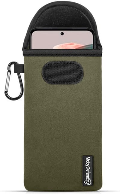 MobyDefend Hoesje - Geschikt voor Xiaomi Redmi Note 12 5G - Neopreen Pouch Met Karabijnhaak - Insteek - Riemlus - Groen