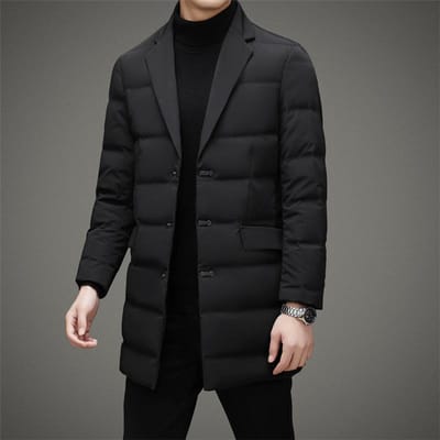 Doudoune mi-longue pour homme, style costume, automne et hiver, veste chaude pour homme L