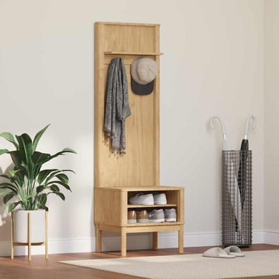 vidaXL - hal - kast - FLORO - Wasbruin - 50 - x - 40 - x - 158 - cm - Massief - vurenhout