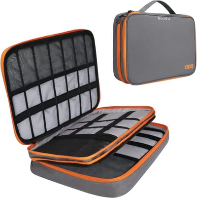 SnelShoppen - 11.6'' Elektronische Accessoires Organizer Reis - Grijs - Modern Design - Grote Capaciteit voor Kabels, Laptops, Powerbanks en Meer