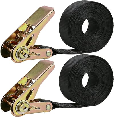 Spanbanden met ratel - Verstelbare banden - Lading vastzetten - Duurzame nylon constructie - 6 meter lengte - Zwart