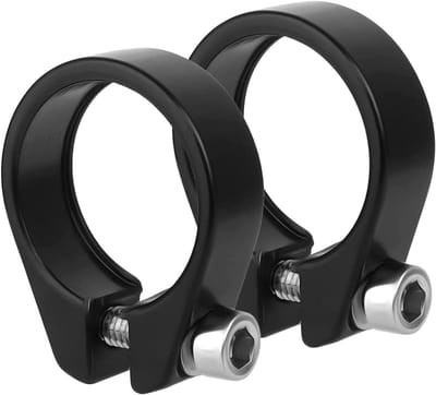 2 Stuks Fiets Zadel Klem - Aluminium Zadelklem voor Fiets Zadelpen, Geschikt voor Opvouwbare en Stadsfietsen, 28.6mm (Zwart)