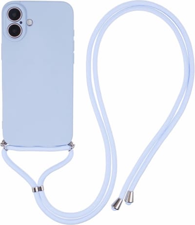 Coverup Hoesje - Geschikt voor iPhone 16 Plus Hoesje - Coverup Colour TPU Back Cover met Koord - Lavendel Grijs