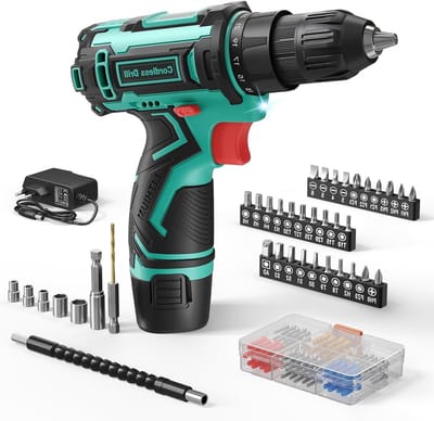Draadloze Accuschroevendraaier met 2000 mAh Batterij, 25 N.m Koppel en 98 Accessoires voor Thuisreparatie en DIY-projecten