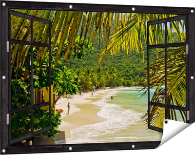 Gards Tuinposter Doorkijk Laguna - 120x80 cm - Tuindoek - Tuindecoratie - Wanddecoratie buiten - Tuinschilderij