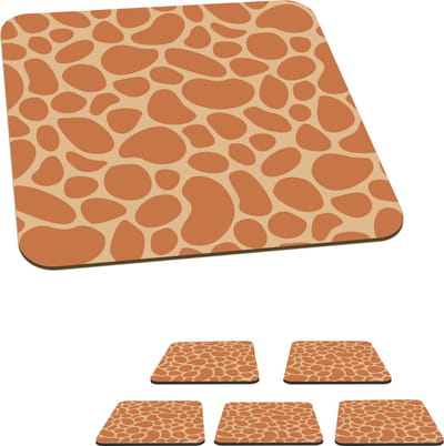 Onderzetters voor glazen - Giraffe - Afrika - Design - 10x10 cm - Glasonderzetters - 6 stuks