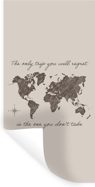 Muurstickers - Sticker Folie - Spreuken - Quotes - The only trip you will regret is the one you don't take - Reizen - 40x80 cm - Plakfolie - Muurstickers Kinderkamer - Zelfklevend Behang - Zelfklevend behangpapier - Stickerfolie