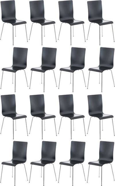 CLP Pepe Set van 16 Wachtkamerstoelen - Houten zitting zwart