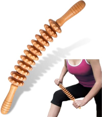 Houten Massage Roller Tool - Massage - 40 cm massagestick - Ontspanning - Voetbindweefselmassage - Voor been- en lichaamsspiermassage, myofasciale anti-cellulitis massagetool - Natuurlijke houtkleur