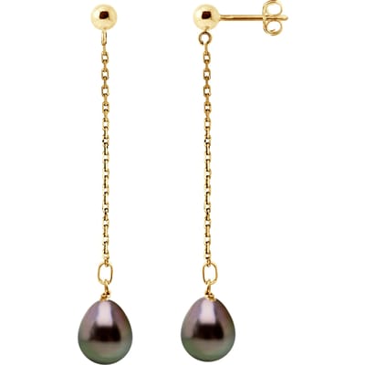 Drop Earrings Tahitian Pearls Pears 8-9mm Yellow Gold