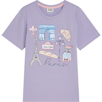 Scotch & Soda Girls Paris Graphic Tee Sweet Lavender Taglia: S | T-shirt Outlet | kids