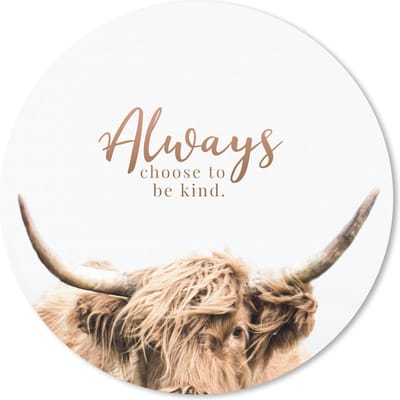 Muismat rond 20x20 cm - Mousepad Schotse hooglander - Spreuken - Dier - Ronde muismatten