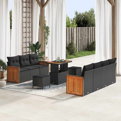 vidaXL - Tuinbank - Set - 10 - st - 9-Aantal - zitplaatsen - Zwart