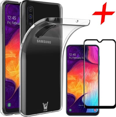Hoesje geschikt voor Samsung Galaxy A50 - Transparant + Screen Protector Full