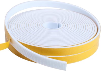 Draai- en Raam tochtstrip, 2 Rollen 9mm x 3mm Zelfklevende Isolatie Tape, 10 Meter Lang voor Energie-efficiëntie en Geluidsisolatie