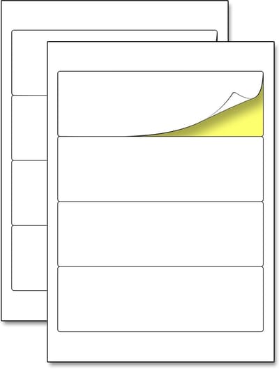 aladdien - A4 Zelfklevende Etiketten - Bedrukbaar - Witte Labels - 4 per Vel - Ideaal voor Ordners en Organisatie - 192 x 61 mm