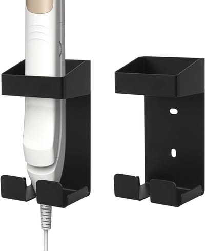 2 Stuks Wandhouder voor Krultangen, Steiltangen en Stylingtools - Organizer voor Badkamer Haaraccessoires (Zwart)