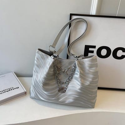 Grote Capaciteit Tas voor Vrouwen Nieuwe Lente en Zomer Wandeltas Handgedragen Boodschappentas Schouderketting Tote Bag Grote Tas gray