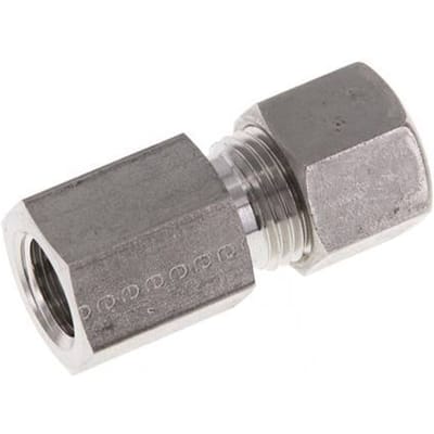 G 1/4'' x 10L RVS Rechte Knelfitting 315 Bar DIN 2353 - FL2S-FO-ST-014G-10-L