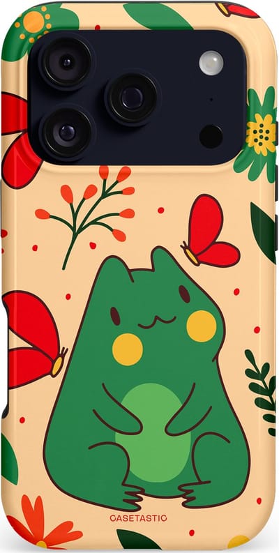 Casetastic hoesje geschikt voor Apple iPhone 17 Pro - MagSafe - Dubbellaagse bescherming - Kikkerkus - Fashion Case - Beige Groen Rood Perzik