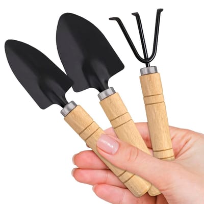 Kleine tuingereedschappen - 3-delige mini tuingereedschapset, met kleine schep, mini schop en handhark - Binnen tuingereedschapset, geschikt voor vetplanten, bonsai en potplanten-Stijl 1