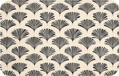 WC mat 80x50 cm - Antislip - Waaiers - Botanisch - Zwart - Beige - Toiletmat - Vloermat - Douchemat - Toilet tapijt - Toiletmatten
