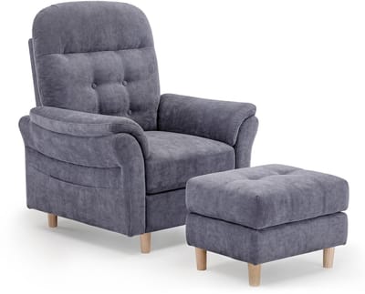 COMHOMA - Relaxstoel met Ligfunctie - Chenille met Hocker en 4-stand Rug - Grijs