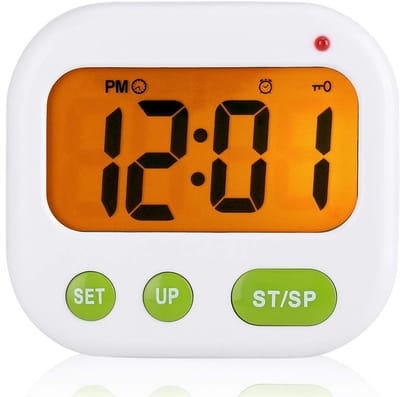Dailygoody - Digitale LCD Wekker - Draagbare Timerklok - Achtergrondverlichting - Wit - Schokklok - Geschikt voor Kantoor en Slaapkamer - 2 Alarmen