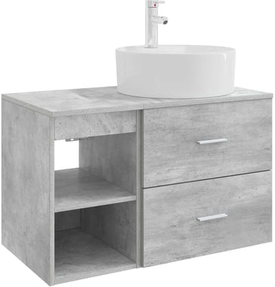 vidaXL - Badkamermeubel - Set - 2 - st - Betongrijs - Bewerkt - hout