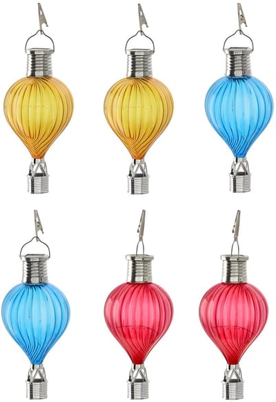 Cepewa LED ballonhangers - 6x - multicolor - H17 cm - luchtballon - tuinverlichting/buitenlamp