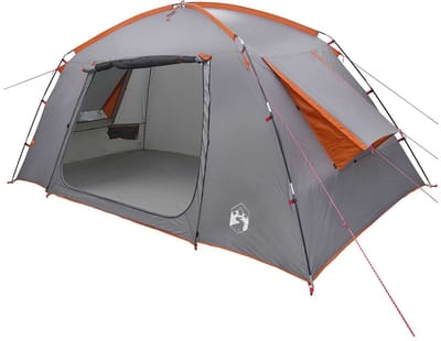 vidaXL - Huisje - Tent - Grijs - en - Oranje - 400 - x - 210 - x - 180 - cm - Polyester