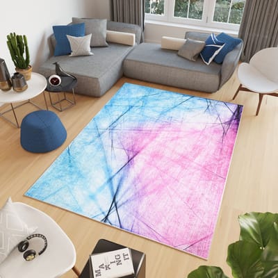 Tapiso Toscana Vloerkleed Roze Blauw Abstract Lijnen Tapijt Maat- 200x300