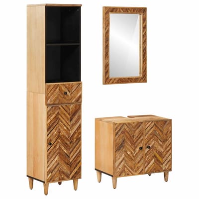 vidaXL - Badkamerkast - set - 3 - st - 62 - x - 33 - x - 58 - cm - Massief - Mango - Hout