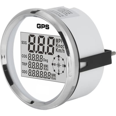 Compteur de vitesse GPS Odomètre 85mm 3,3 pouces 0‑999 Nœuds Km mp pour Bateau Camion Moto Voiture avec Rétroéclairage 12V 24V gray