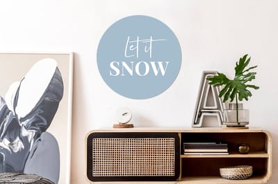 WallCircle - Wandcirkel - Muurcirkel - Sneeuw - Winter - Blauw - Let it snow - Aluminium - Dibond - 60x60 cm - Binnen en Buiten