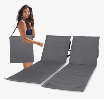 BIXc® - Strandmat - Set van 2 opvouwbare ligmatten met verstelbare rugleuning - draagriem en opbergvak - Ideaal voor strand - camping of tuin grijs
