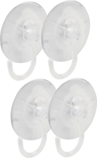 AMIG Ophanghaken met zuignap - 4x - kunststof - transparant - diameter 5,5 cm