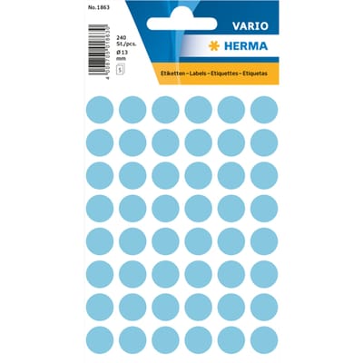 Huismerk Herma 1863 Etiket Rond 12mm Blauw - Pakje met 5 velletjes stickers