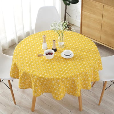 Polyester Katoen Rond Tafelkleed met Krullende Rand Bedrukt Antislip Tafelmat Huishoudelijk Minimalistisch Stofdicht Bureaukleed Diameter 100cm