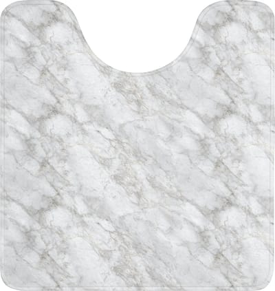 WC mat met uitsparing 55x60 cm - Antislip - Grijs - Wit - Marmer - Toiletmat met uitsnijding - Vloermat - Douchemat - Toilet tapijt - Toiletmatten