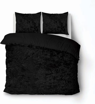 iSleep Dekbedovertrek Crushed Velvet - Litsjumeaux - 240x200/220 cm - Zwart