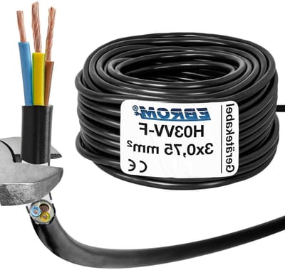 Slang Kabel - Stroomkabel Toestelkabel - Apparaten Aansluiten - Licht Mechanische Belasting - 110 meter - Zwart