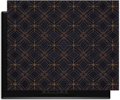 KitchenArt - Midnight Geometry – Inductie Beschermer - 76x51.5 cm - Kookplaat Beschermer - Luxe Afdekplaat Inductieplaat - Anti-slip & Oprolbaar - Beschermmat Inductiekookplaat