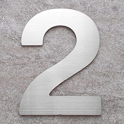 Logixbox - Huisnummer 2 - NIET Boren, Maar Plakken - 3M Sticker - Materiaal: RVS - Hoogte: 7,5cm - Type RVS/75/Bold/nr. 2